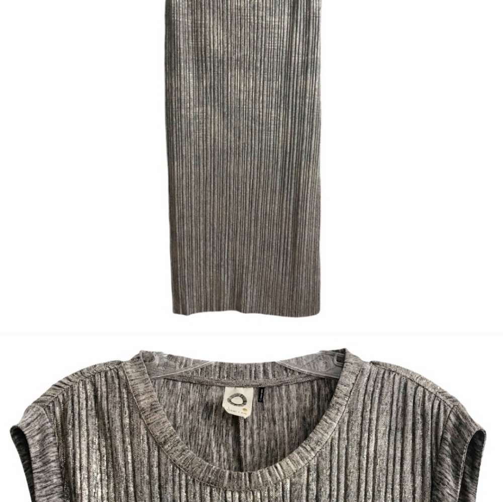 Anthropologie Akemi + Kin Gold Foil Tank Maxi Dress L